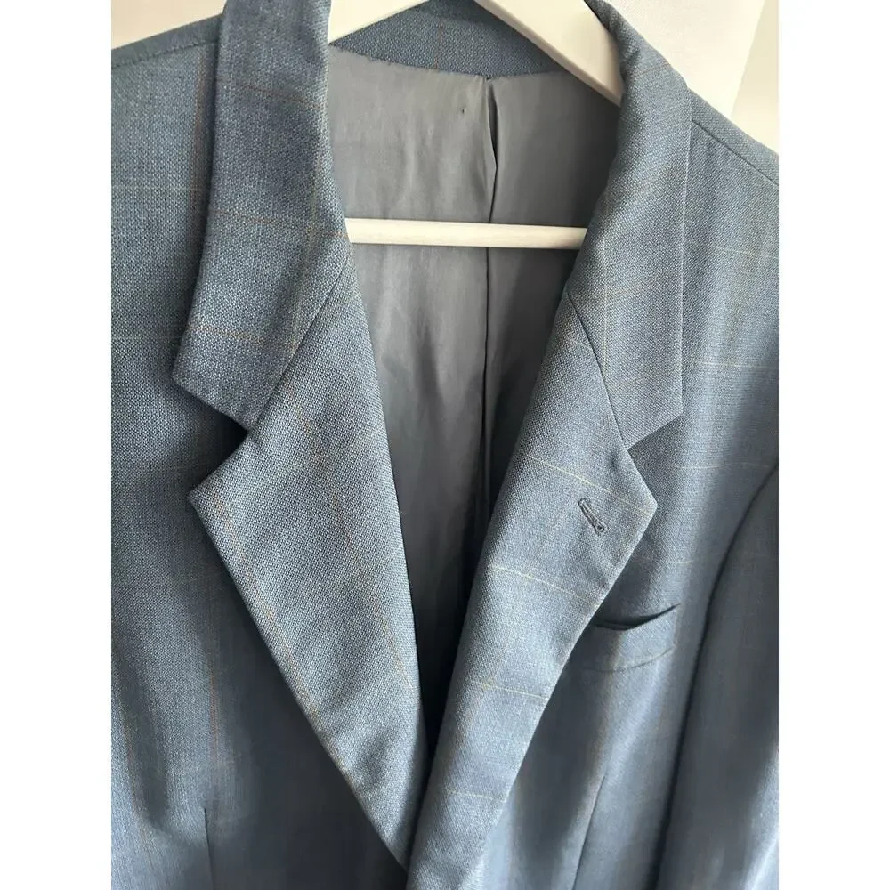 Luigi Bianchi Mantova Men's Wool Silk Jacket Blazer Navy Plaid Italy 48R